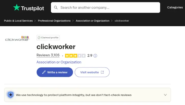 Clickworker di Trustpilot
