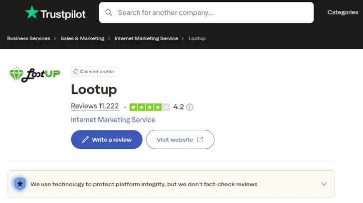 Lootup di Trustpilot