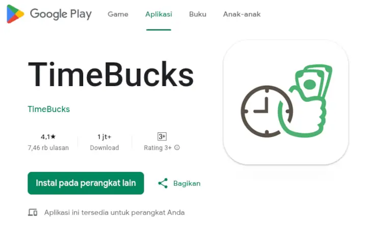 Timebucks di Google Play Store