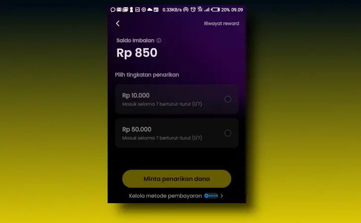 minimum penarikan Melolo