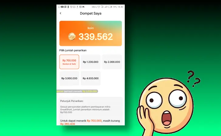 minimum withdraw GreatShort