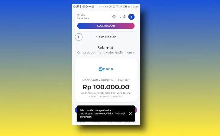 penukaran Prime Opinion gagal