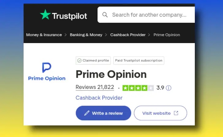 Prime Opinion di Trustpilot