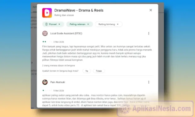 testimoni DramaWave di Google Play