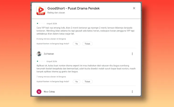 testimoni GoodShort di Google Play