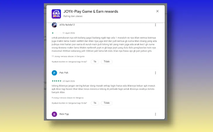 testimoni JOYit di Google Play