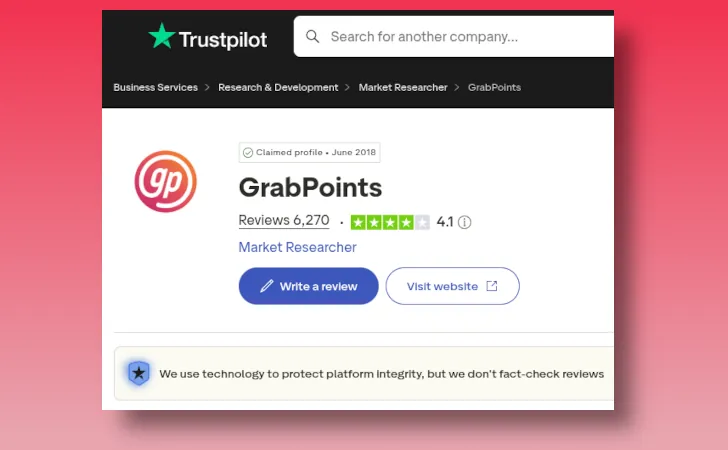 Grabpoints Trustpilot