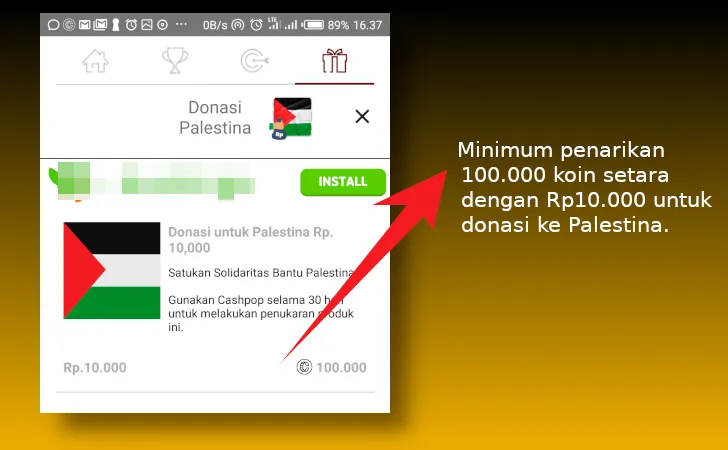 minimum penarikan Cashpop