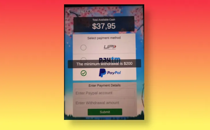 minimum penarikan Tile Cash